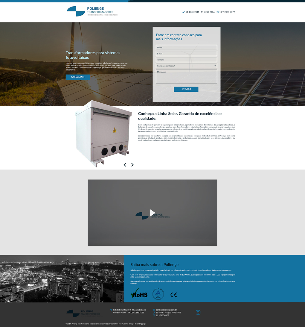 Criação de Landing Page Polienge Transformador Solar