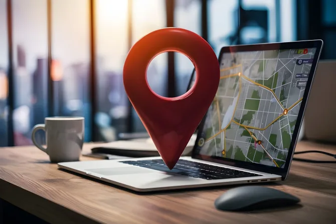 SEO local para pequenas empresas com mapa digital e marcador de localização